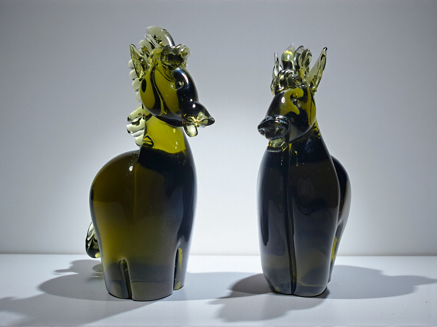 Coppia di Pony in Vetro Massiccio di Murano