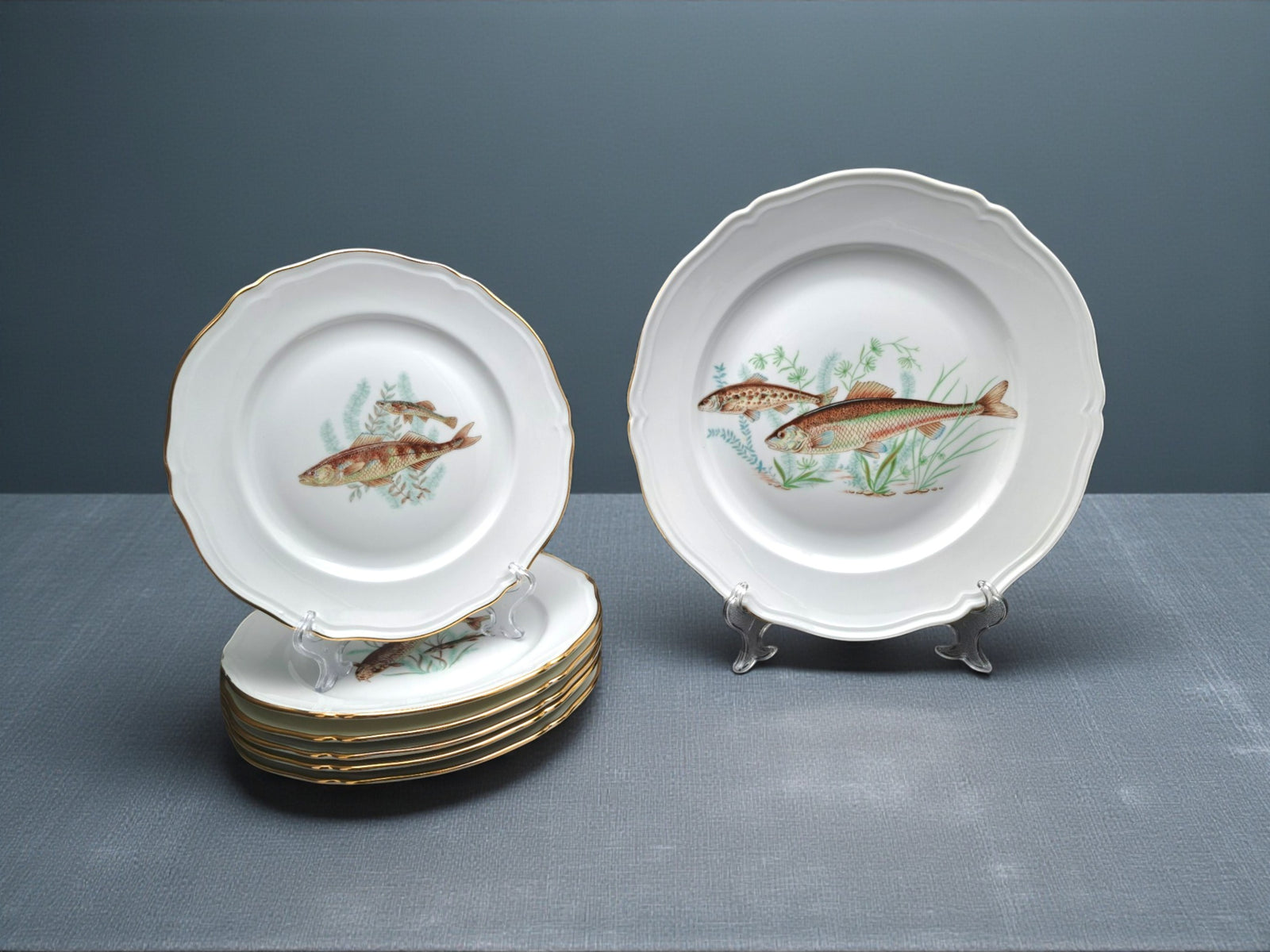 Servizio 6 Piatti e Vassoio, Richard Ginori, Antico Doccia Filo Oro