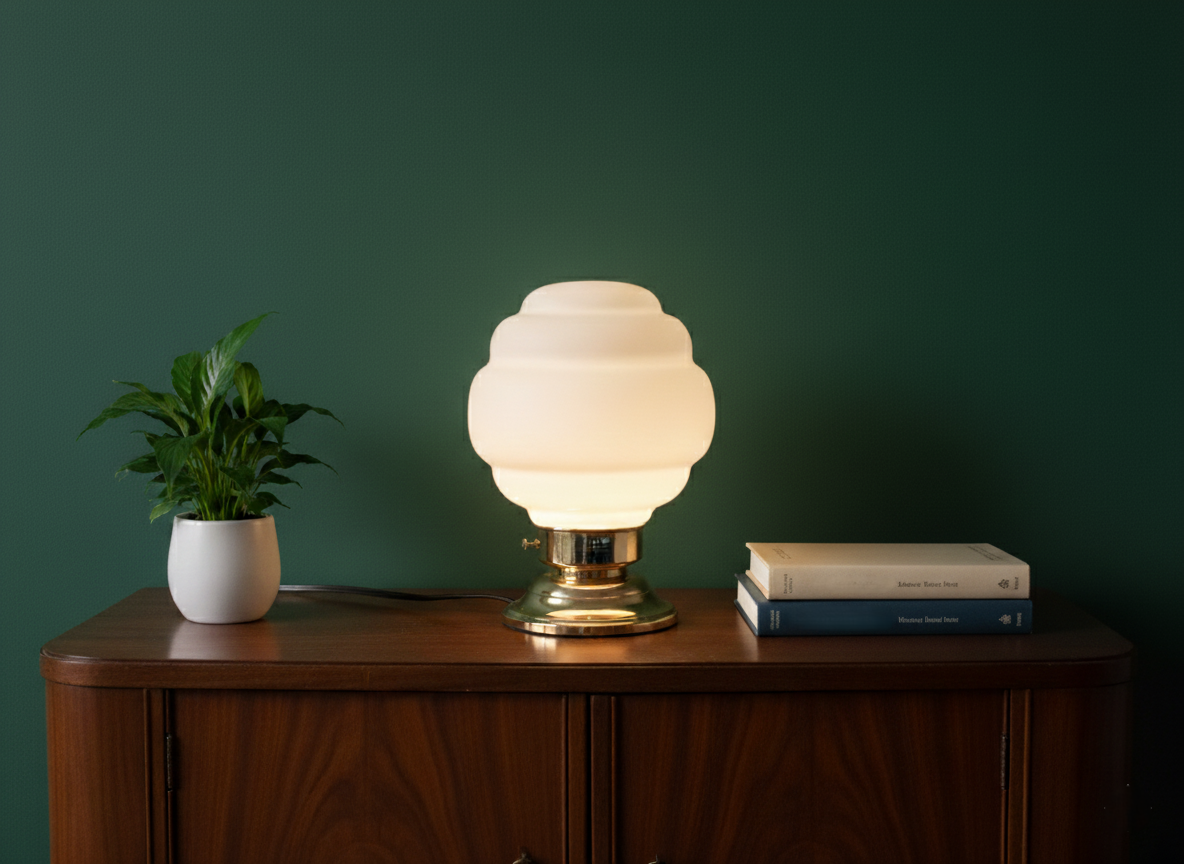 Lampada da Tavolo in Vetro Opalino di Murano