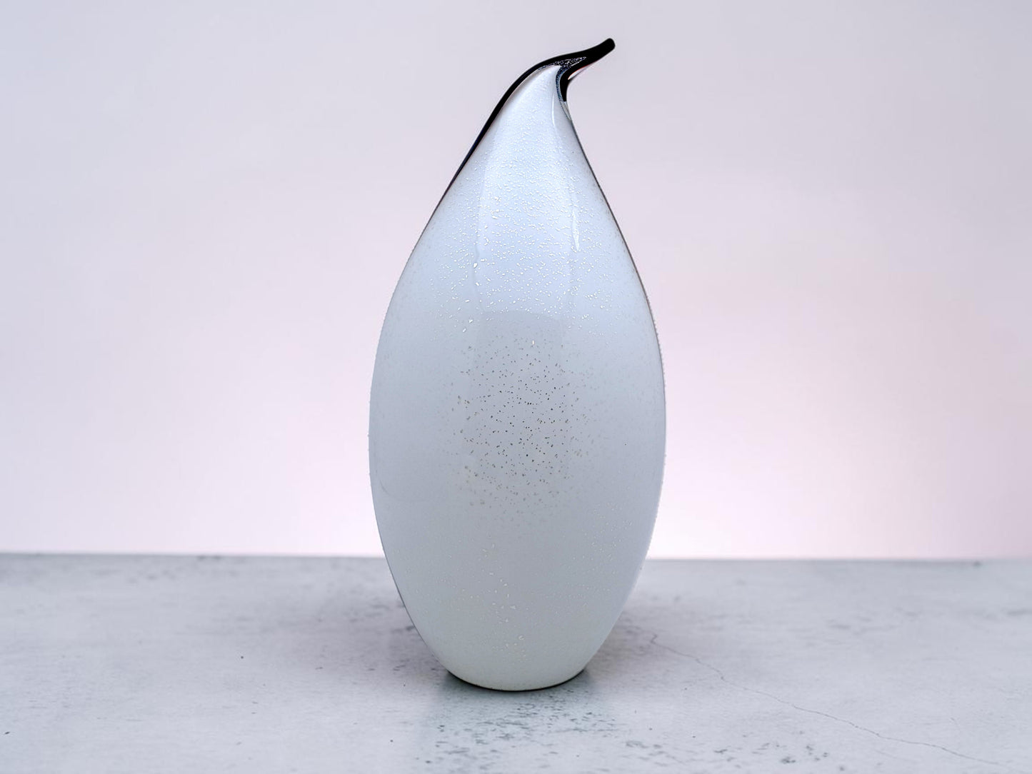 Lampada a Forma di Pinguino in Vetro di Murano, Scaglie Argento