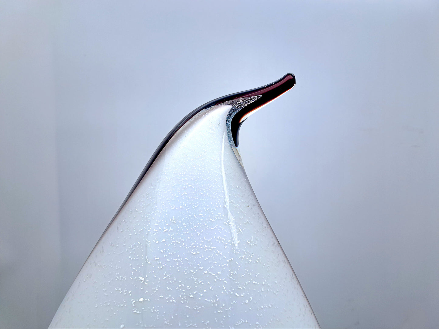 Lampada a Forma di Pinguino in Vetro di Murano, Scaglie Argento