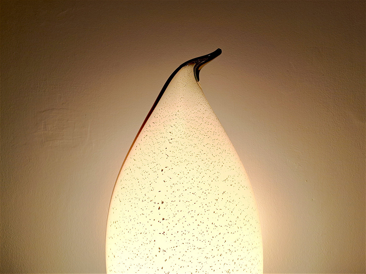 Lampada a Forma di Pinguino in Vetro di Murano, Scaglie Argento