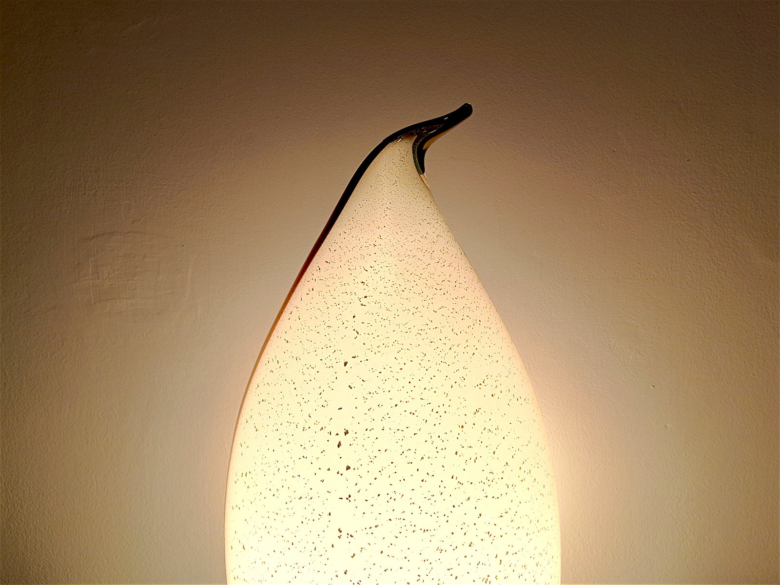 Lampada a Forma di Pinguino in Vetro di Murano, Scaglie Argento