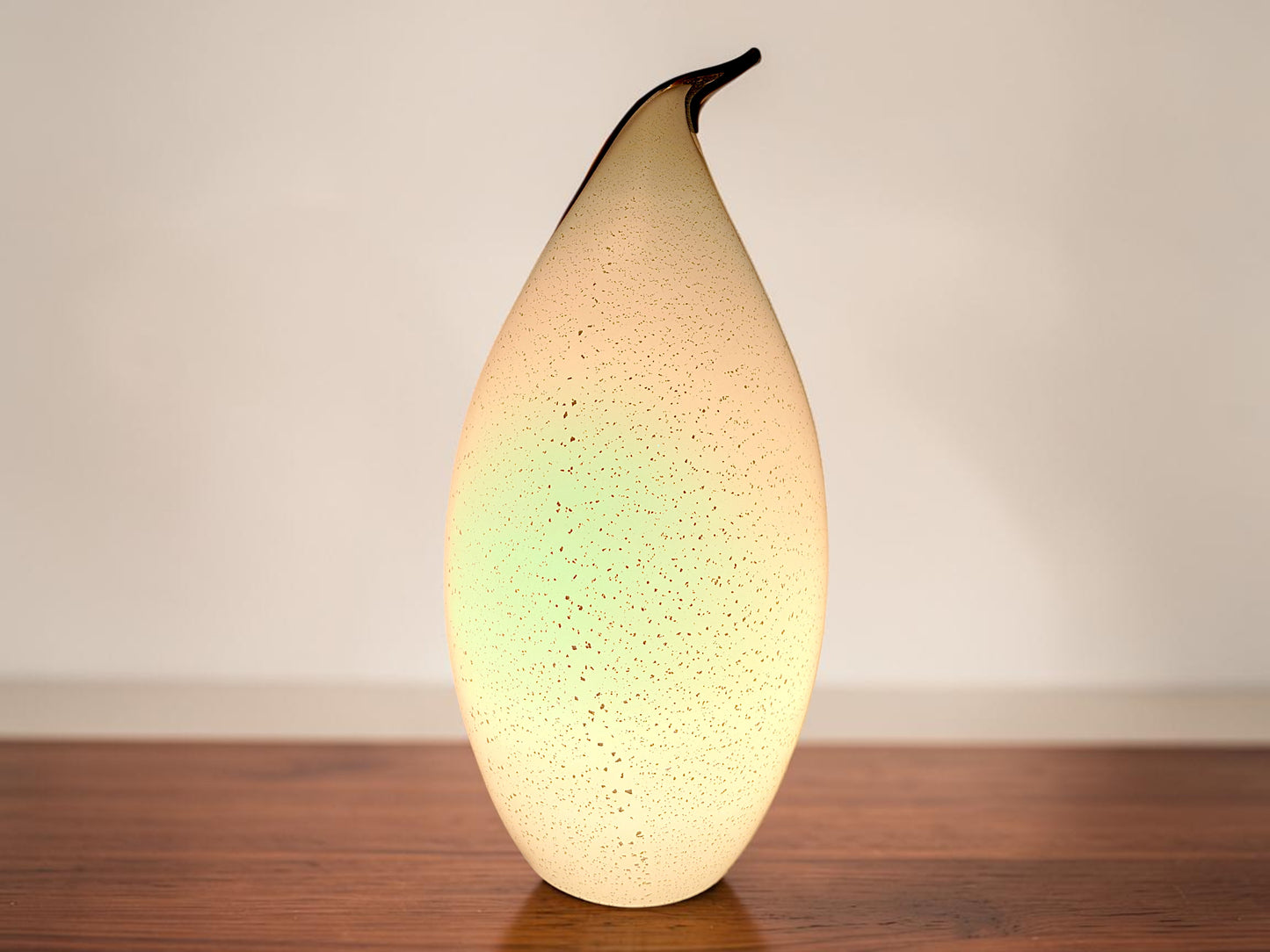 Lampada a Forma di Pinguino in Vetro di Murano, Scaglie Argento