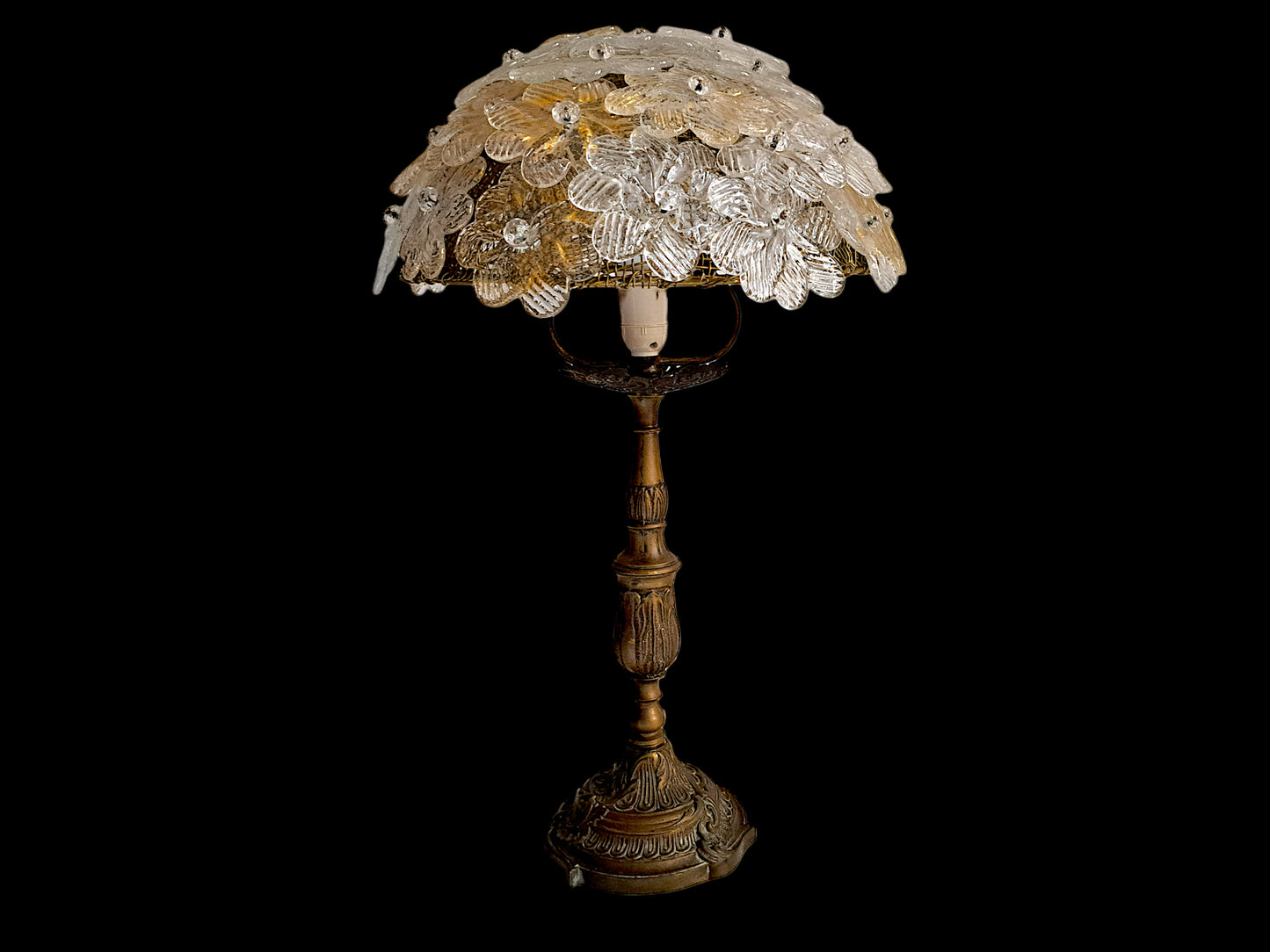 Lampe de Table en Verre de Murano et Laiton, Barovier & Toso, Roselline