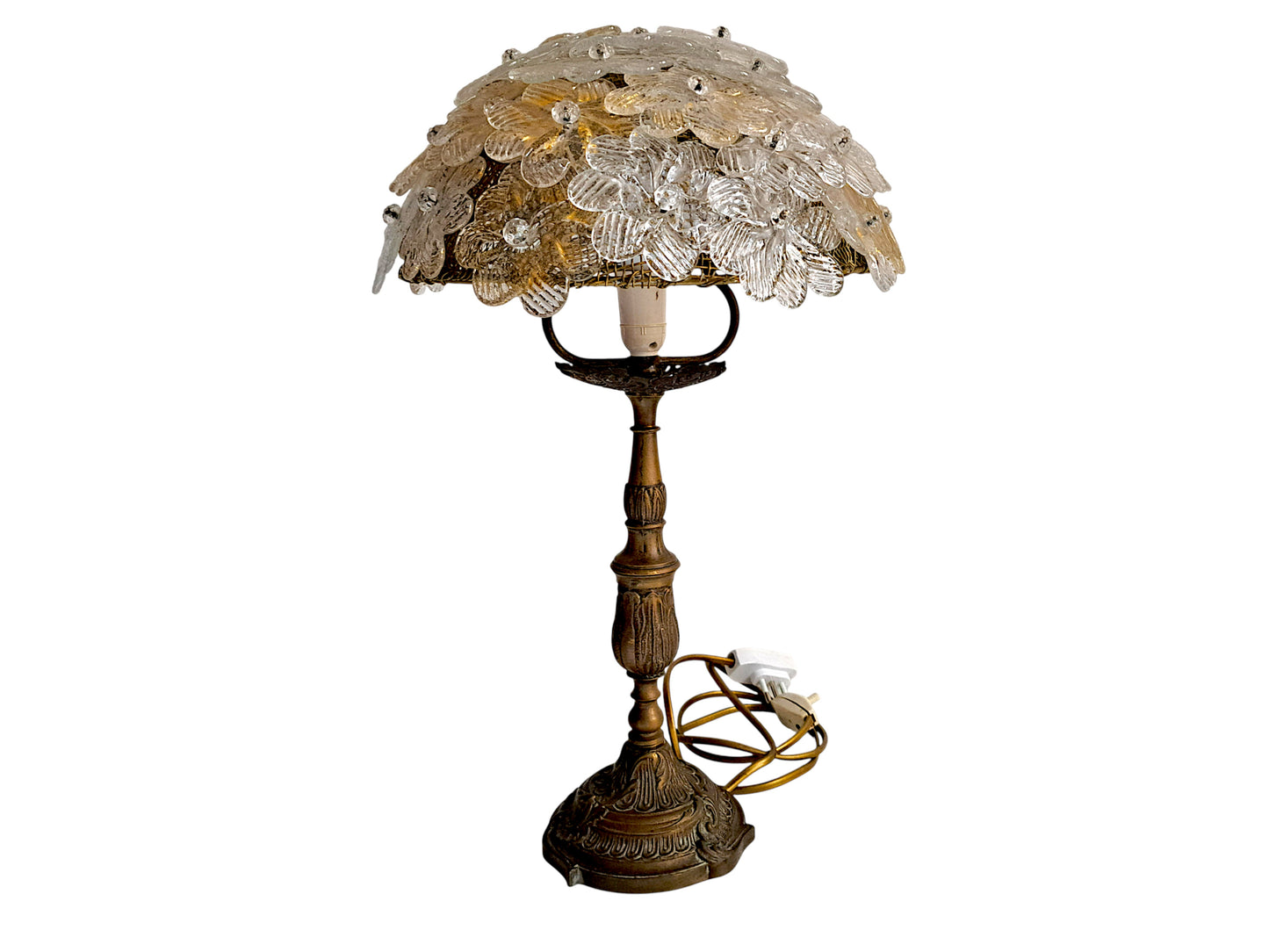 Lampe de Table en Verre de Murano et Laiton, Barovier & Toso, Roselline