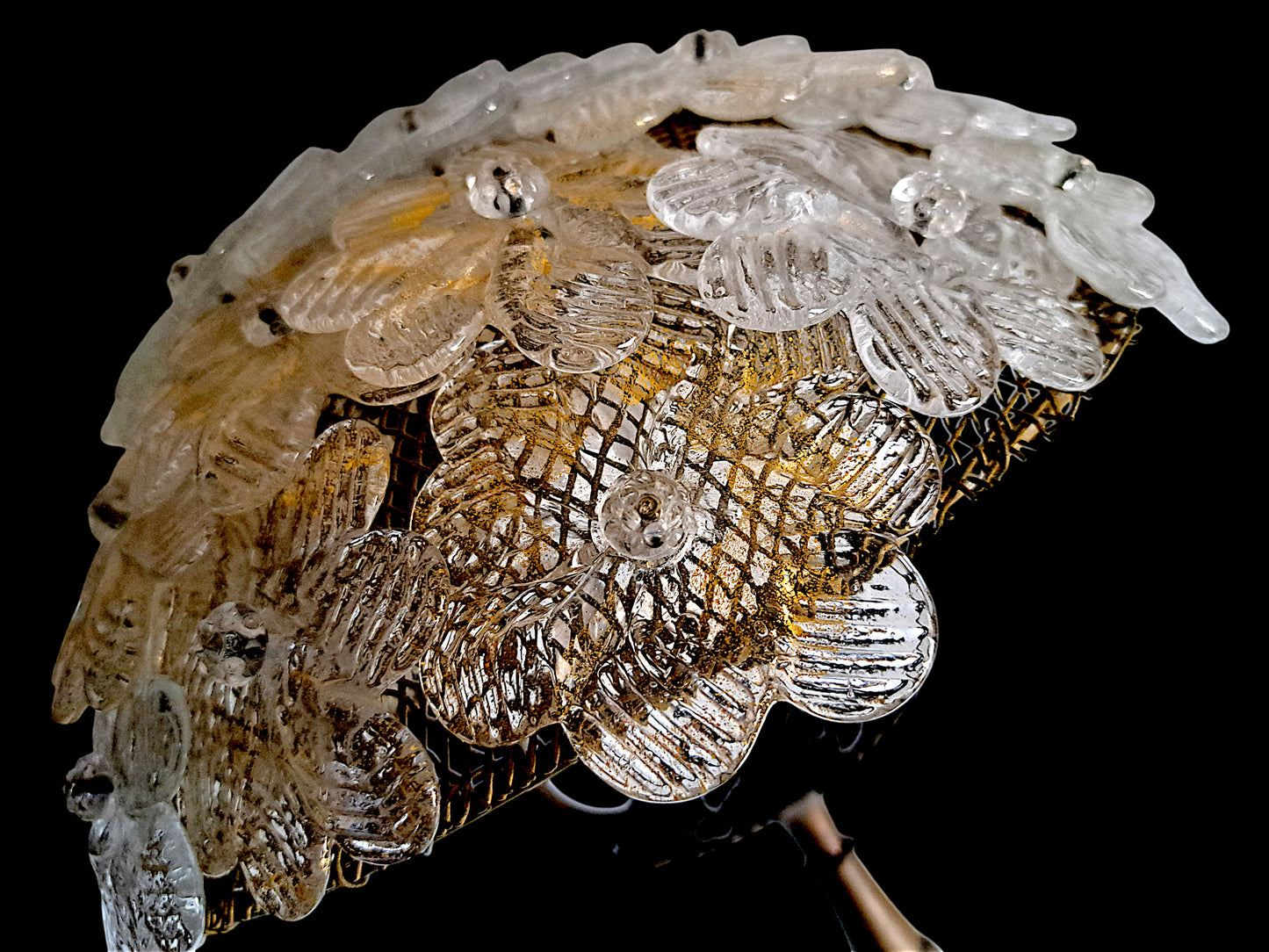 Lampe de Table en Verre de Murano et Laiton, Barovier & Toso, Roselline