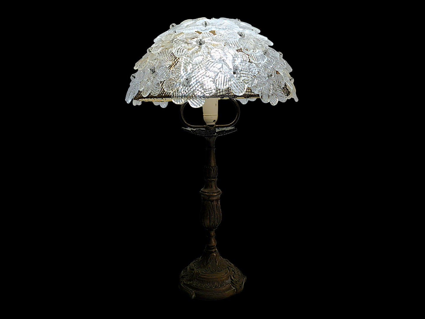 Lampe de Table en Verre de Murano et Laiton, Barovier & Toso, Roselline