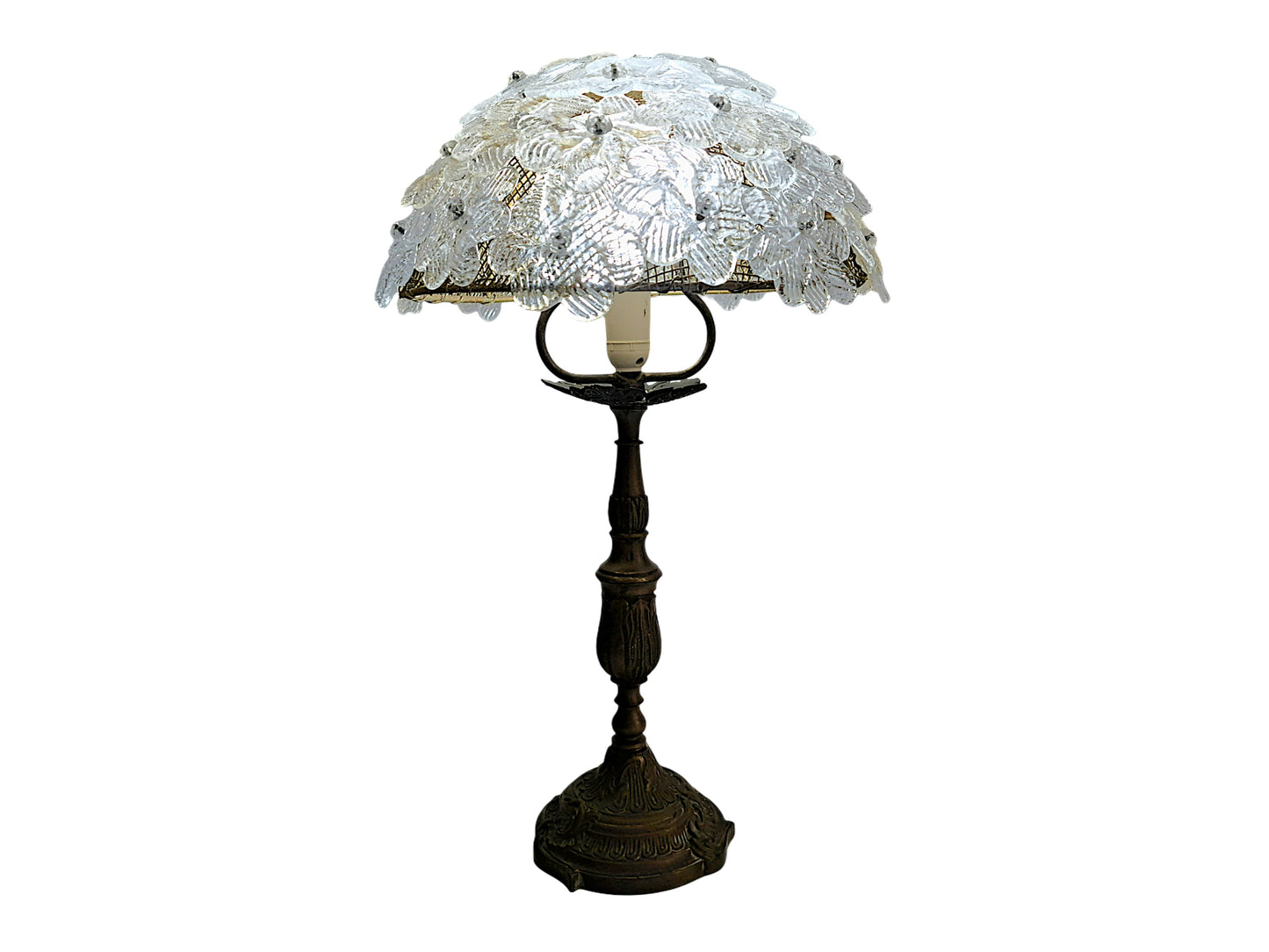 Lampe de Table en Verre de Murano et Laiton, Barovier & Toso, Roselline