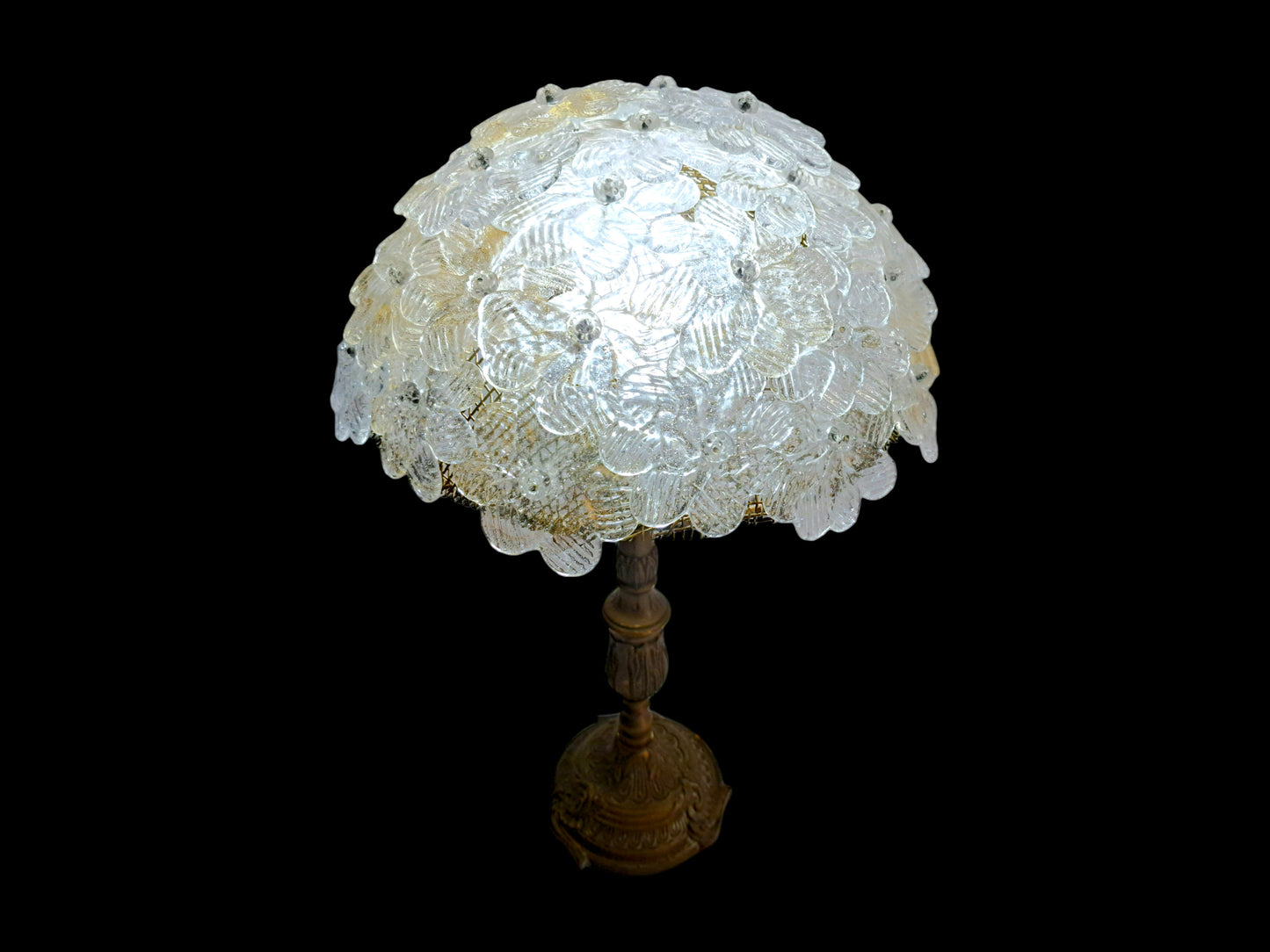 Lampe de Table en Verre de Murano et Laiton, Barovier & Toso, Roselline