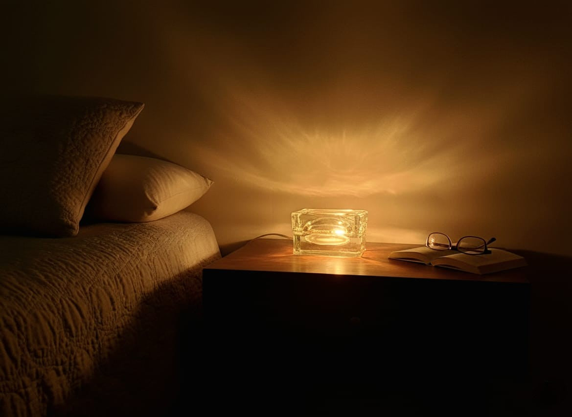 Lampada da Tavolo in Vetro Massiccio, Fidenza Vetraria