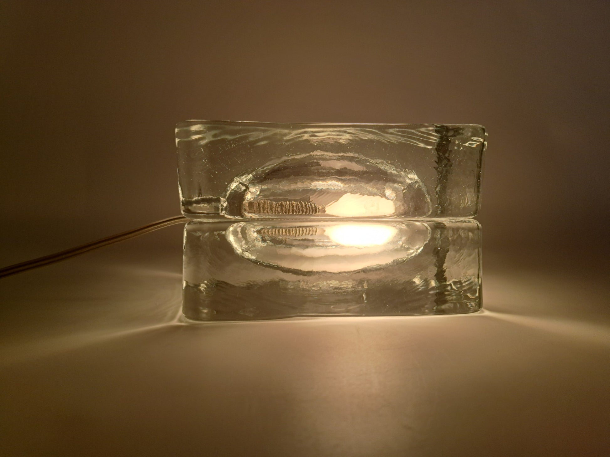 Lampada da Tavolo in Vetro Massiccio, Fidenza Vetraria