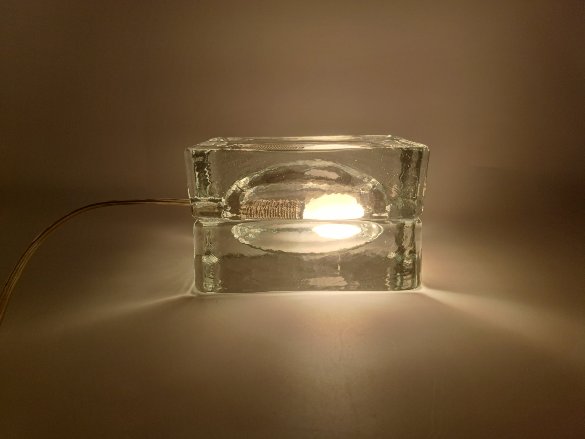 Lampada da Tavolo in Vetro Massiccio, Fidenza Vetraria