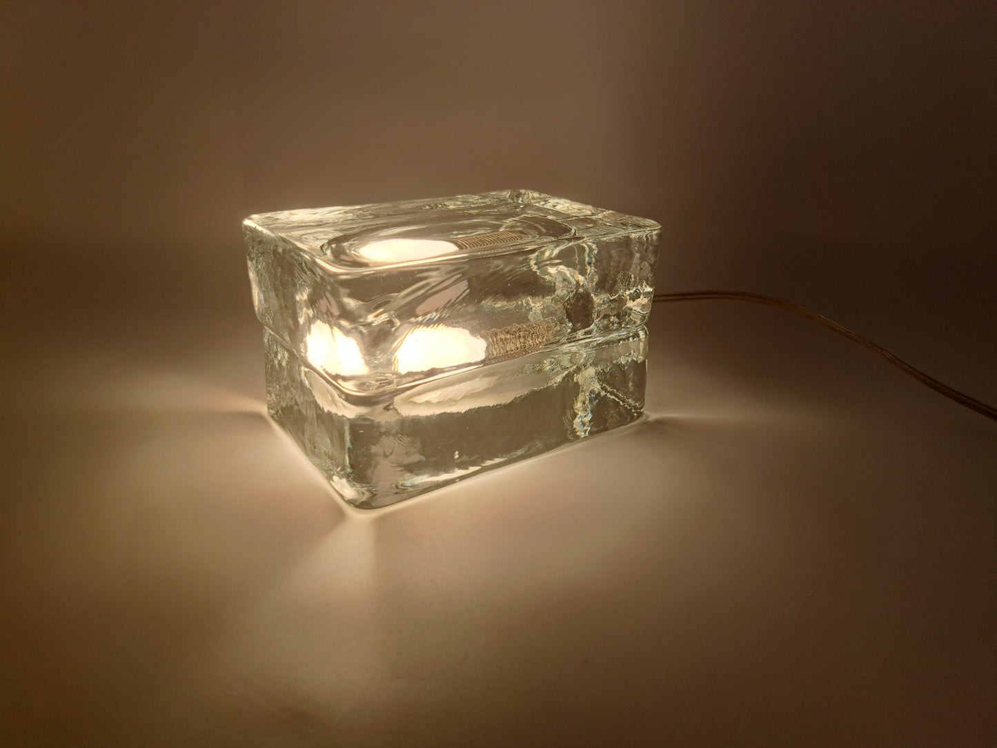 Lampada da Tavolo in Vetro Massiccio, Fidenza Vetraria