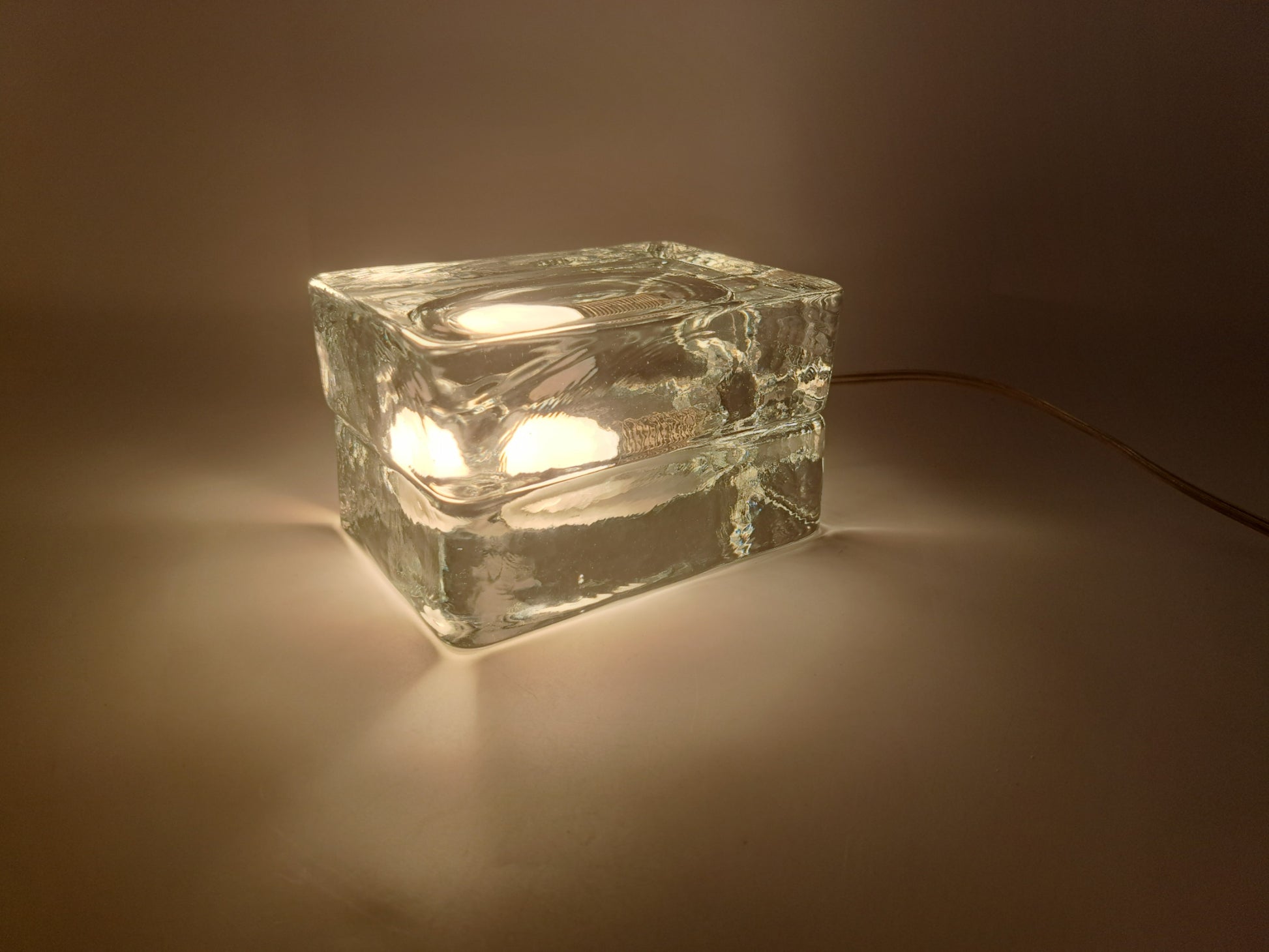 Lampada da Tavolo in Vetro Massiccio, Fidenza Vetraria