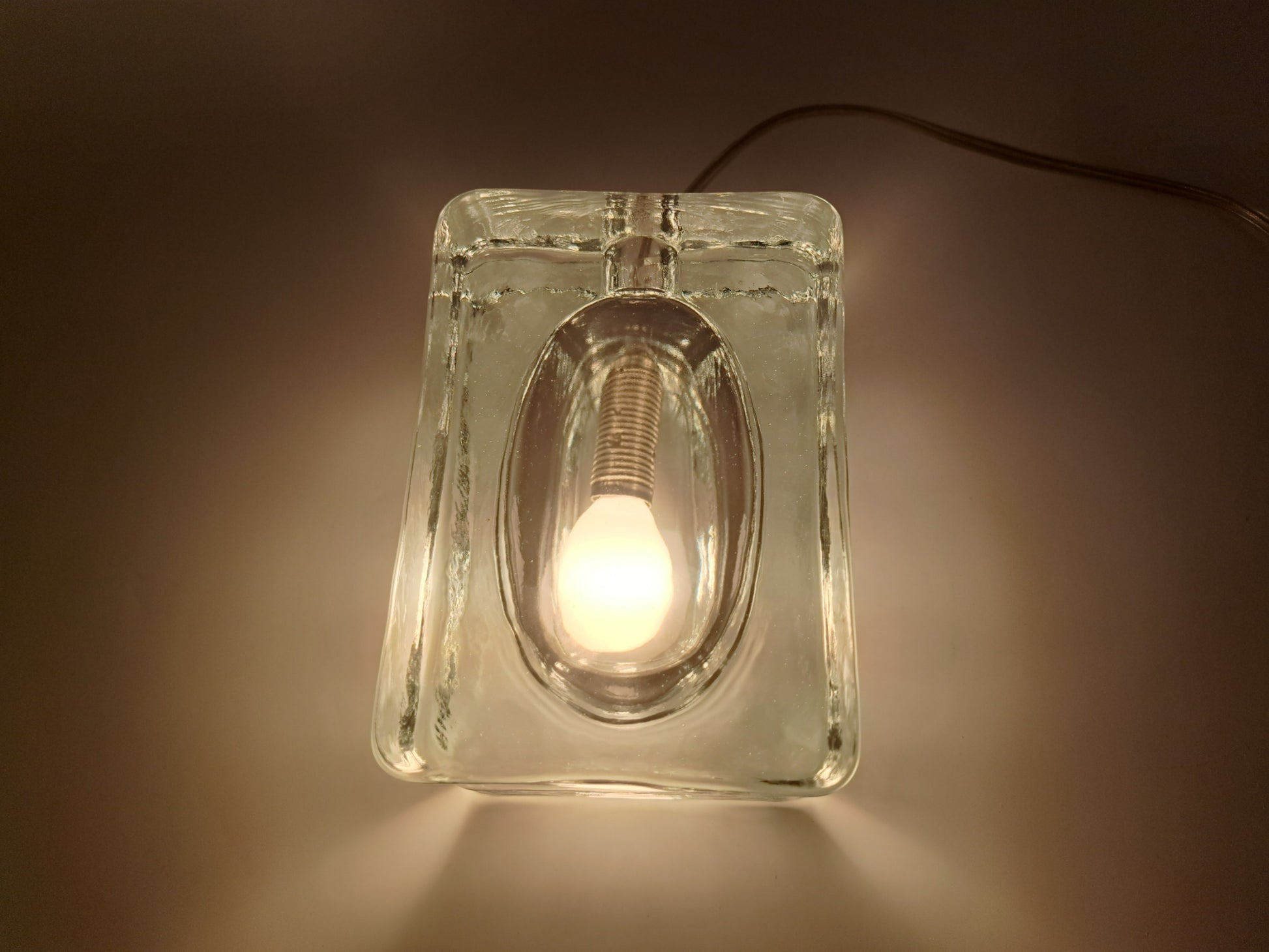 Lampada da Tavolo in Vetro Massiccio, Fidenza Vetraria