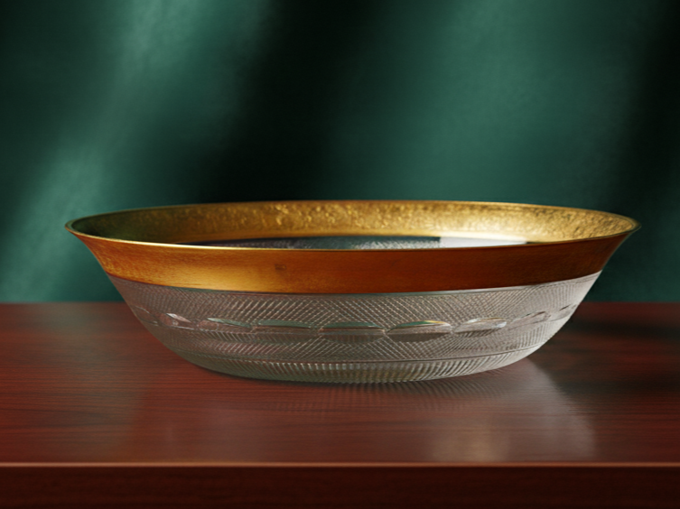 Centrotavola in Cristallo, Moser, Modello Splendid Oro