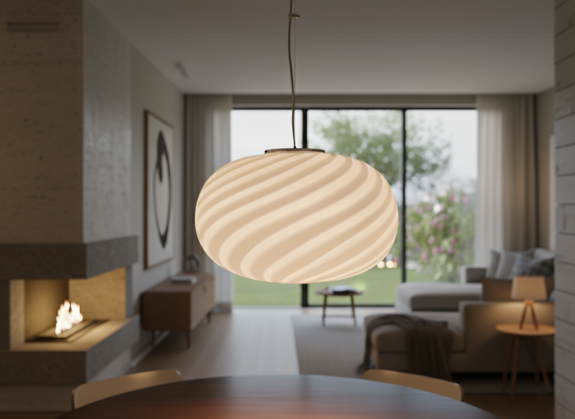 Lampada a Sospensione in Vetro di Murano, Swirl Ovale