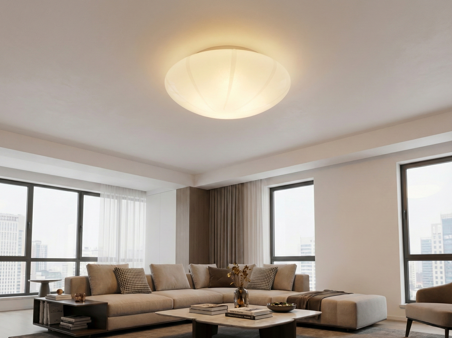 Lampada da Soffitto in Vetro di Murano, Swirl Bianca