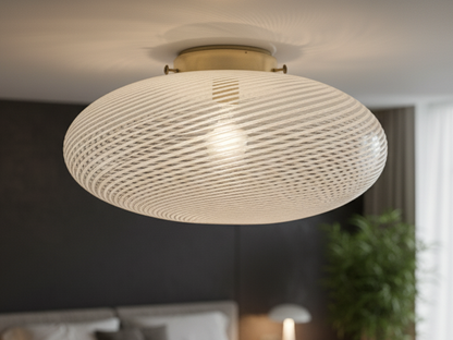 Lampada da Soffitto in Vetro di Murano, Lavorazione Filigrana