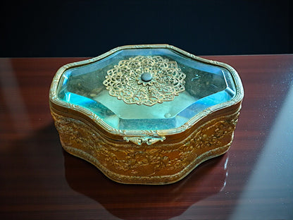 Portagioie Francese, XIX Secolo, Vetro e Bronzo