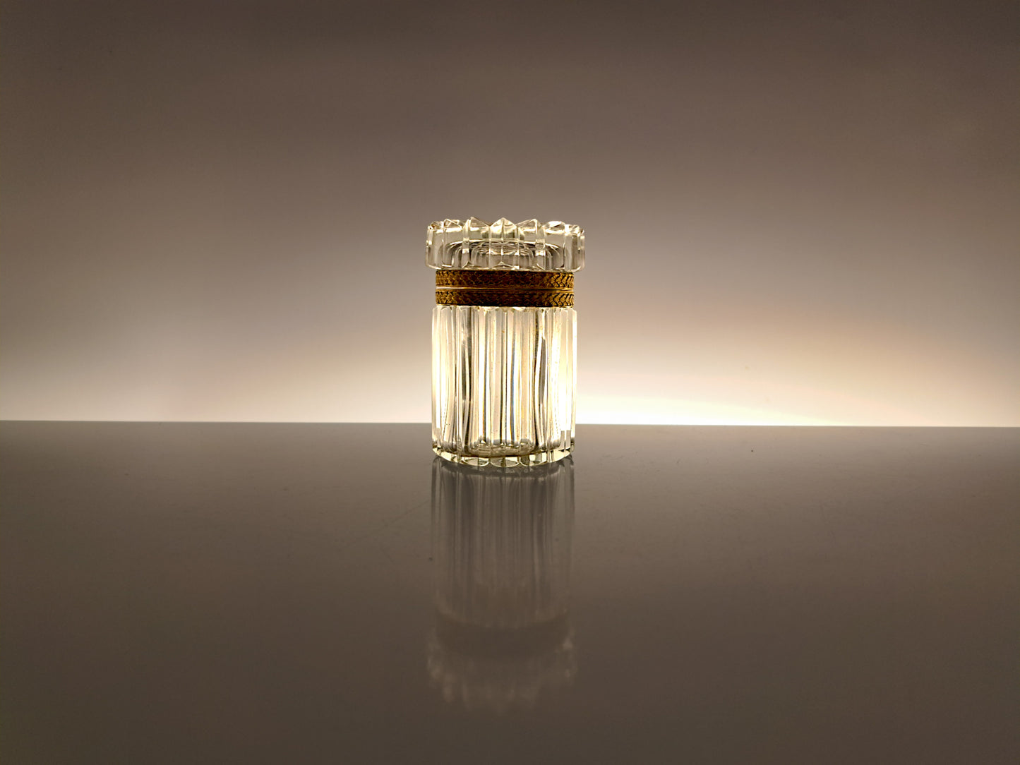 Portagioie in Stile Baccarat, Cristallo e Metallo Dorato