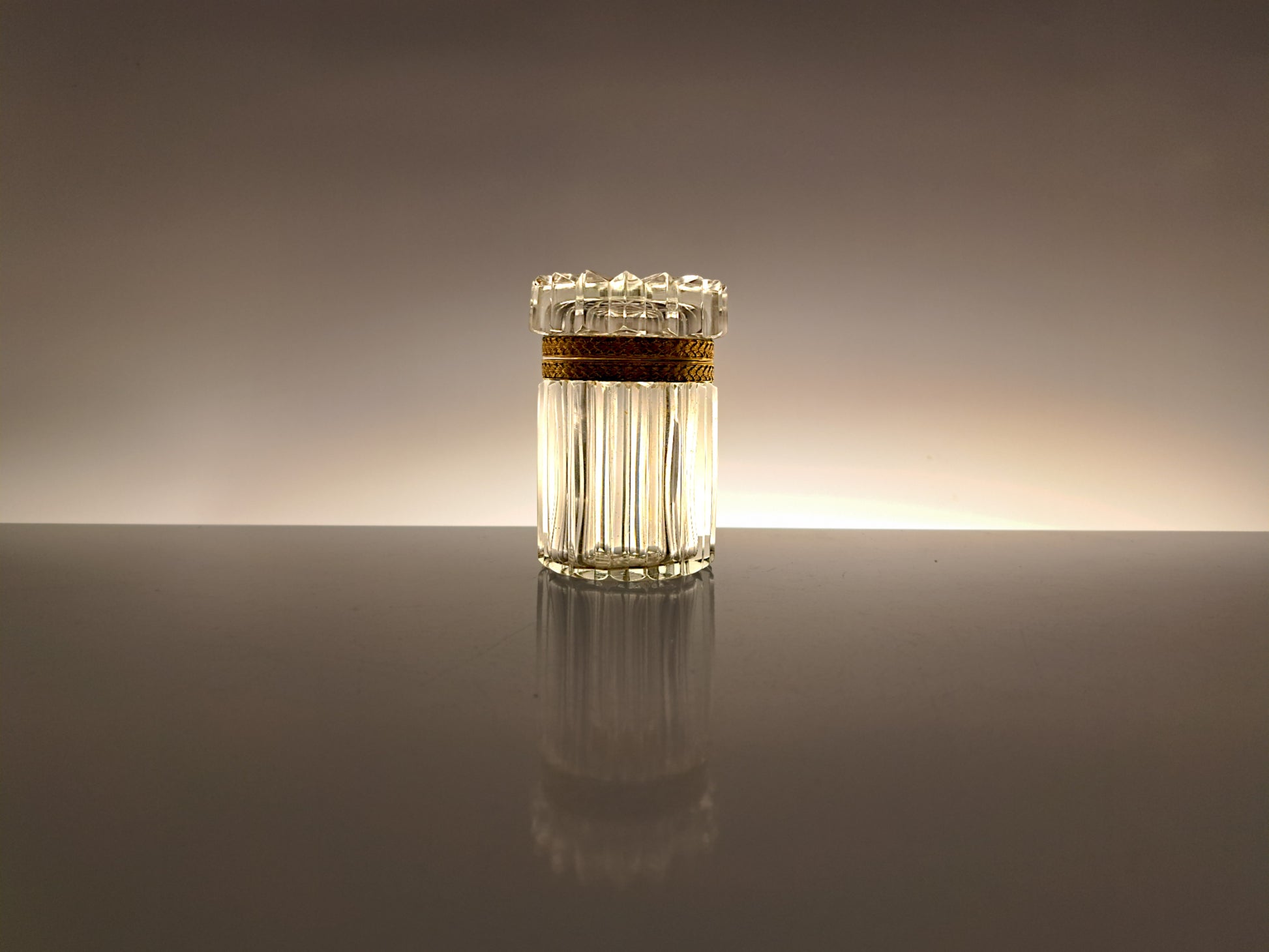 Portagioie in Stile Baccarat, Cristallo e Metallo Dorato