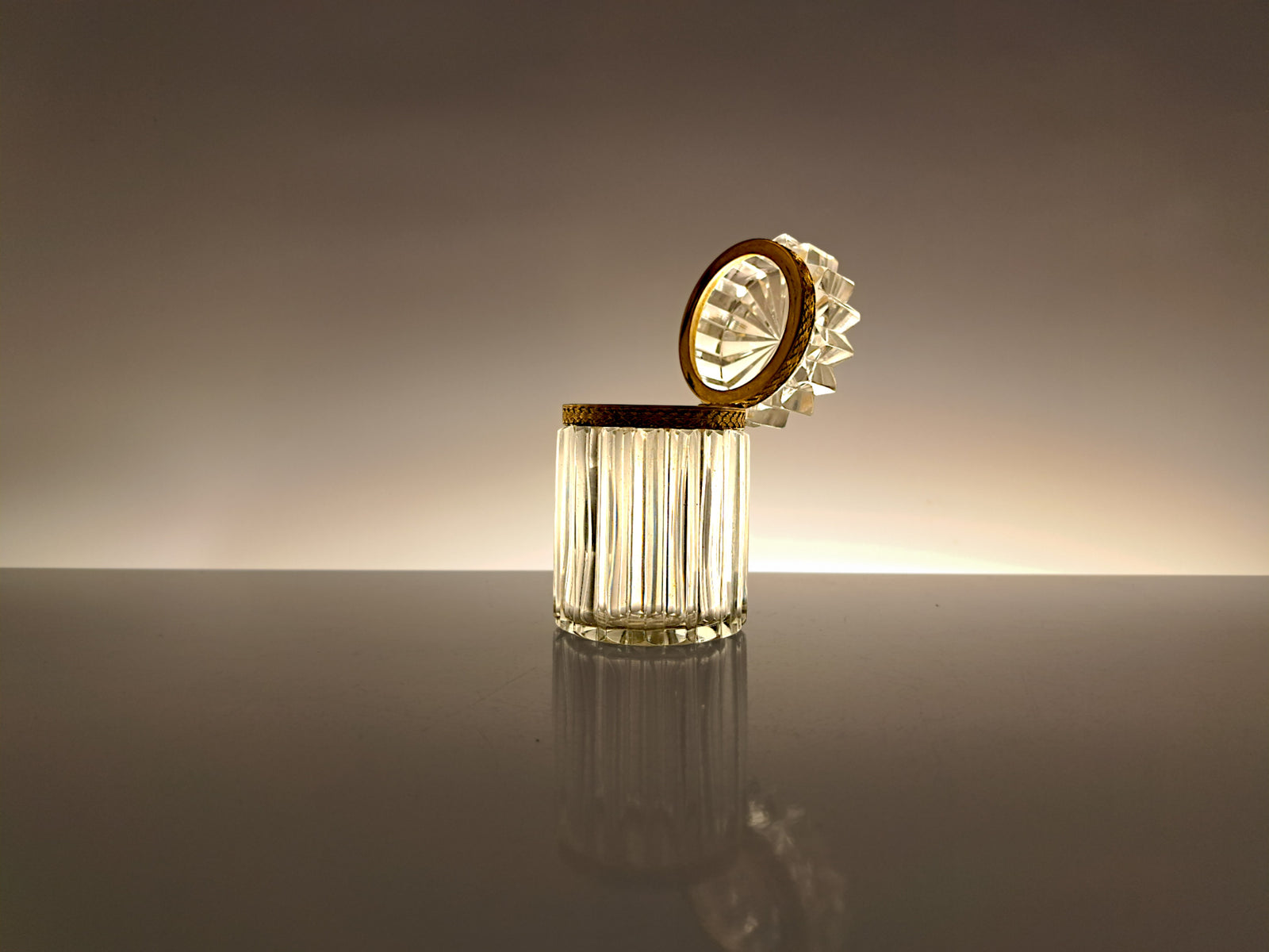 Portagioie in Stile Baccarat, Cristallo e Metallo Dorato