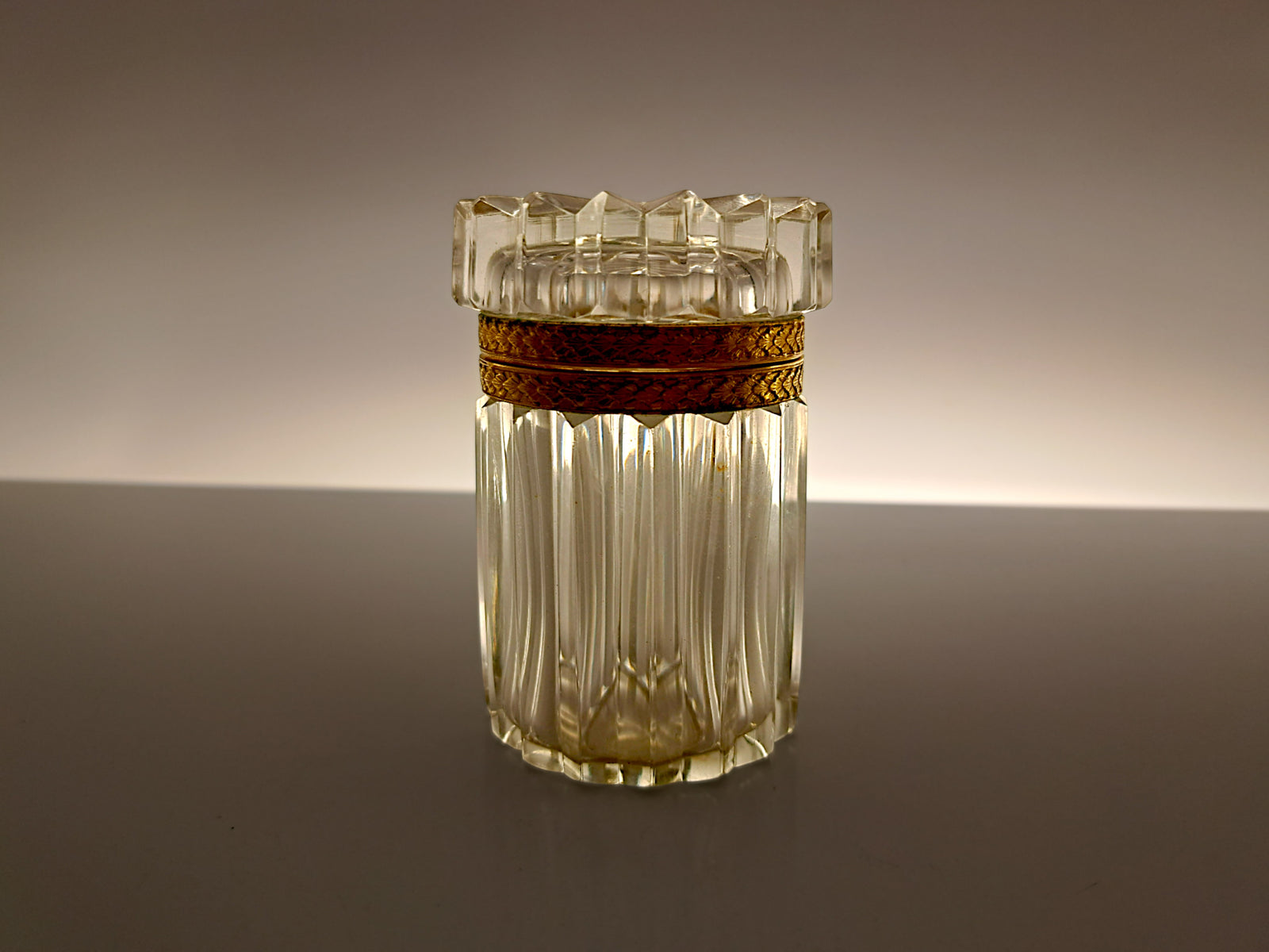 Portagioie in Stile Baccarat, Cristallo e Metallo Dorato
