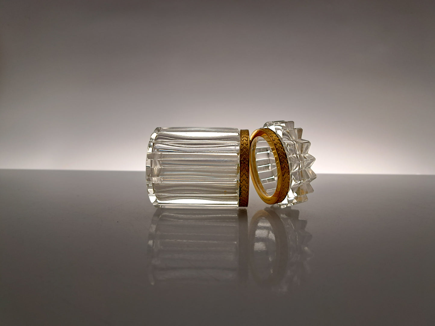 Portagioie in Stile Baccarat, Cristallo e Metallo Dorato