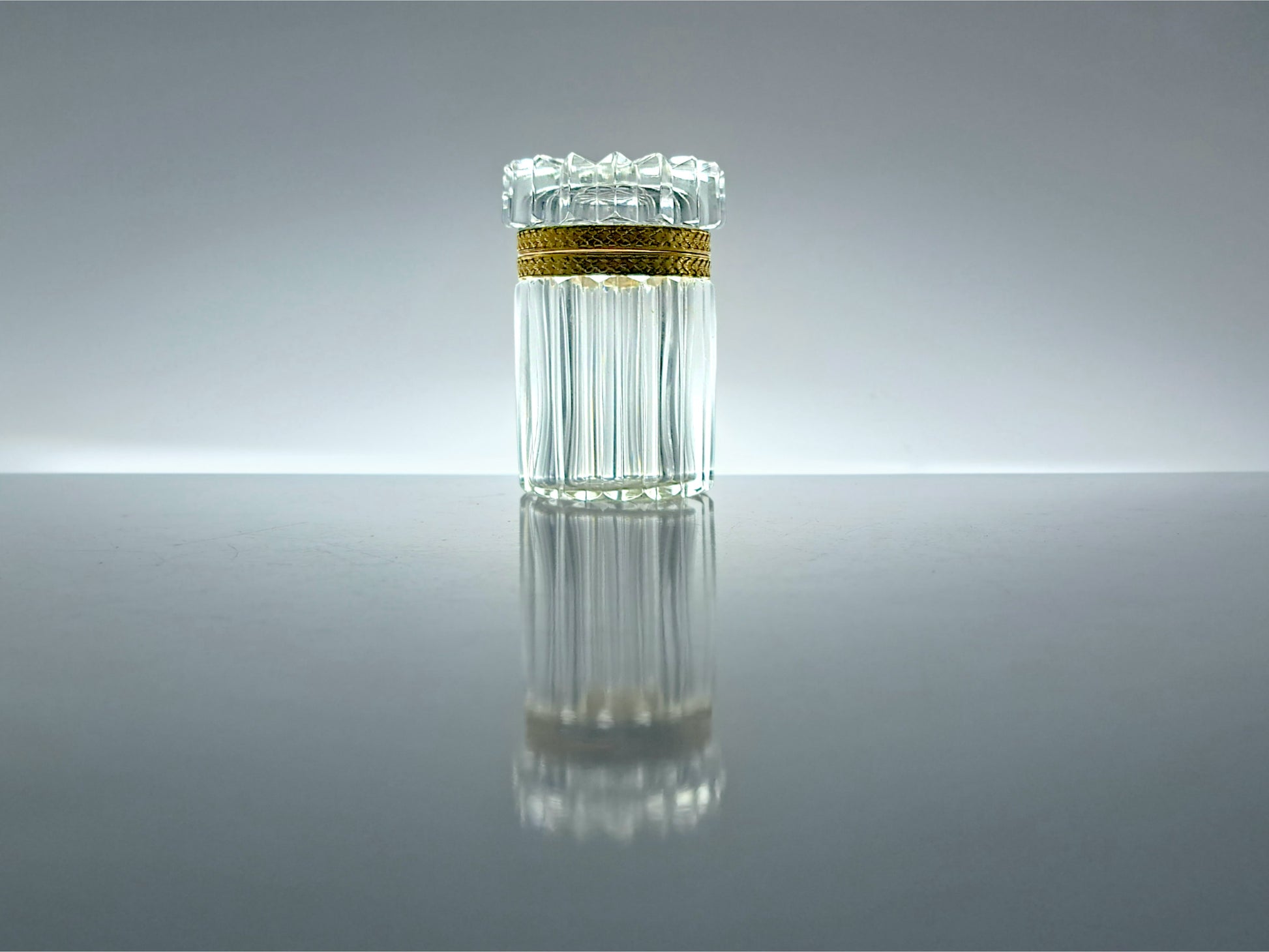 Portagioie in Stile Baccarat, Cristallo e Metallo Dorato