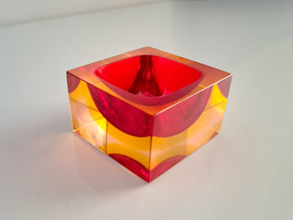 Posacenere in Vetro Sommerso Rosso di Murano, Flavio Poli per Seguso