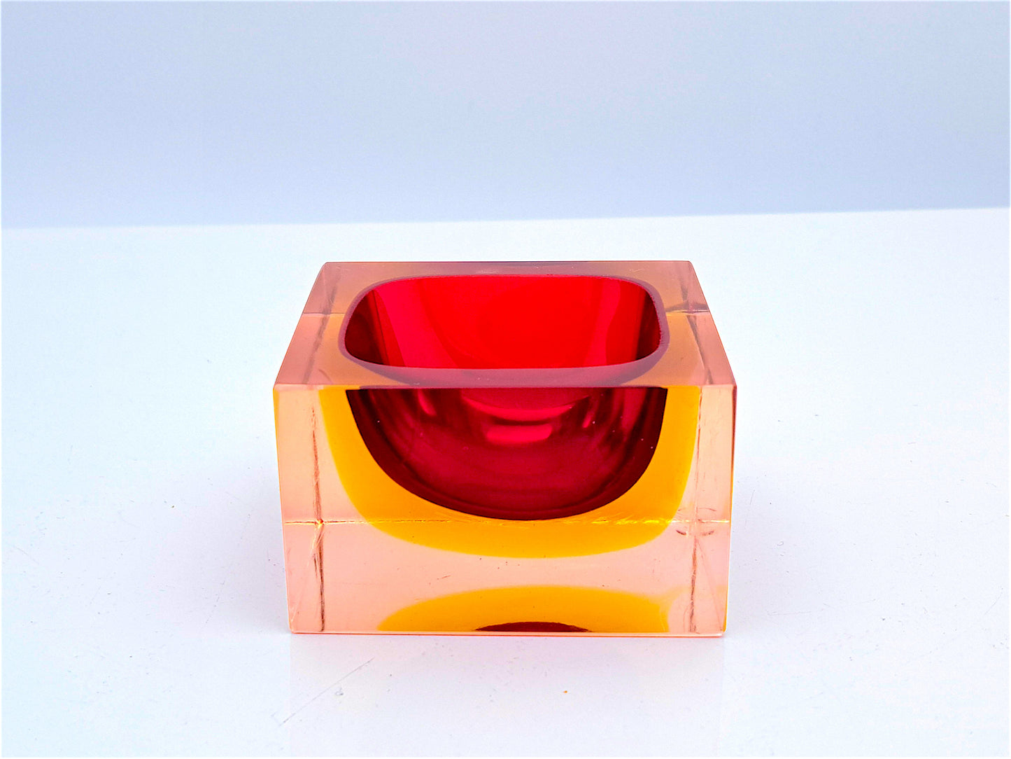 Posacenere in Vetro Sommerso Rosso di Murano, Flavio Poli per Seguso