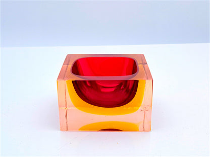 Posacenere in Vetro Sommerso Rosso di Murano, Flavio Poli per Seguso