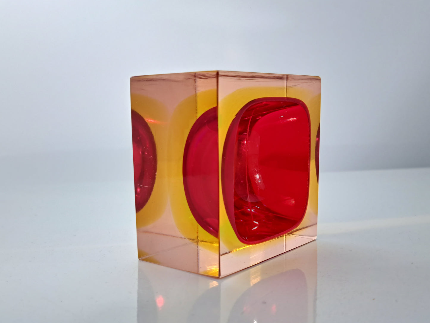 Posacenere in Vetro Sommerso Rosso di Murano, Flavio Poli per Seguso