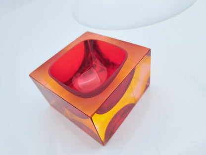 Posacenere in Vetro Sommerso Rosso di Murano, Flavio Poli per Seguso