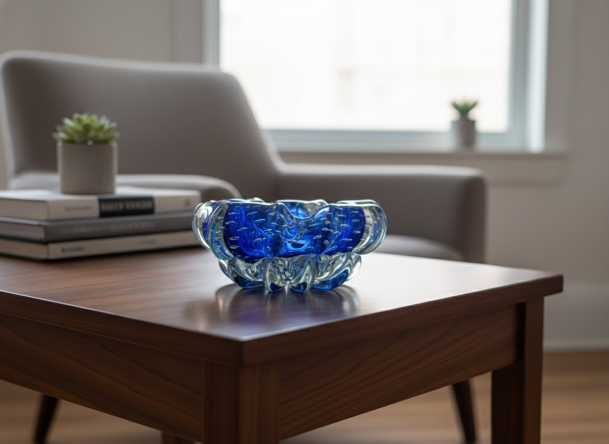 Posacenere in Vetro di Murano, Vetro Sommerso Bullicante