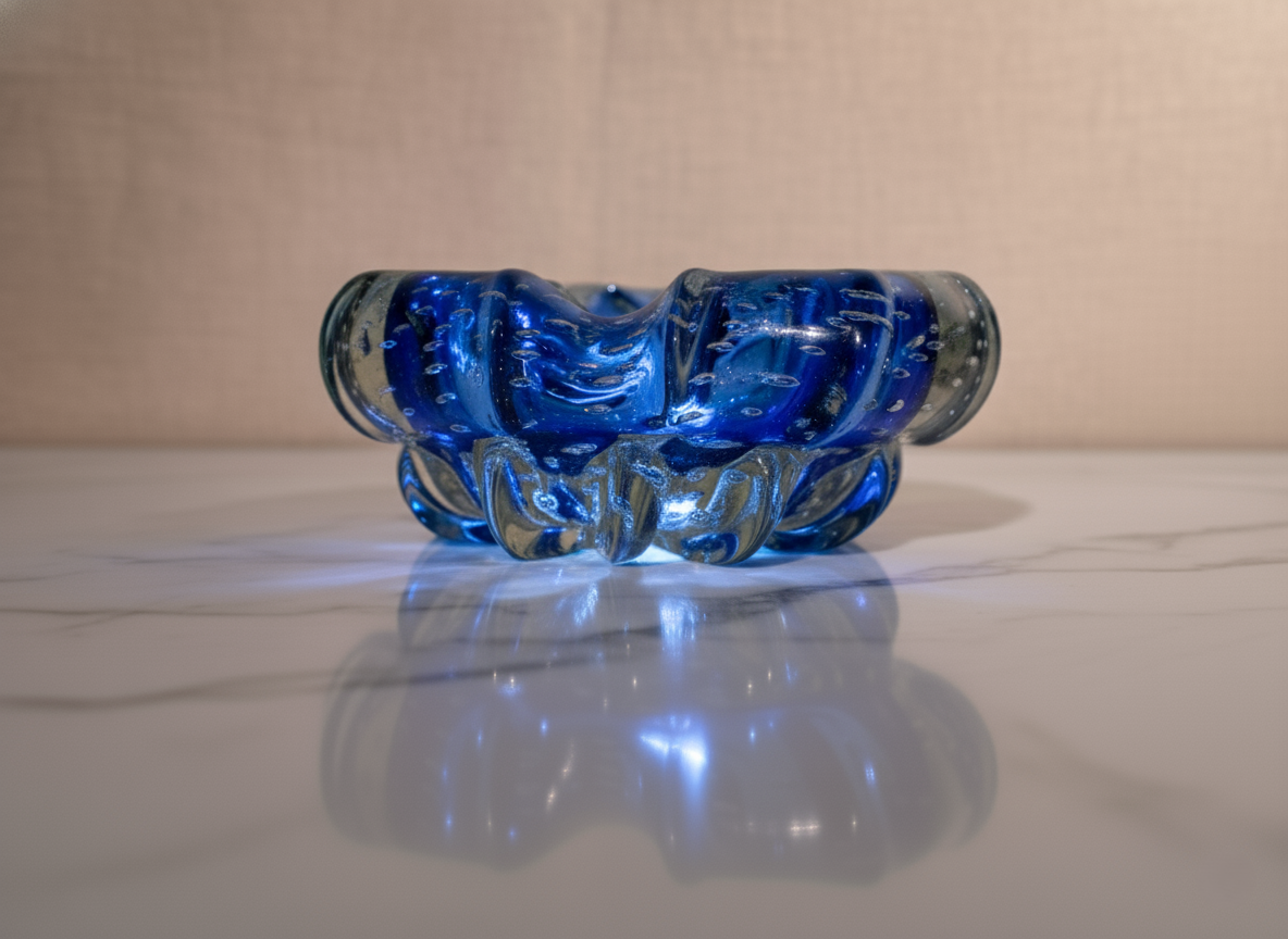 Posacenere in Vetro di Murano, Vetro Sommerso Bullicante