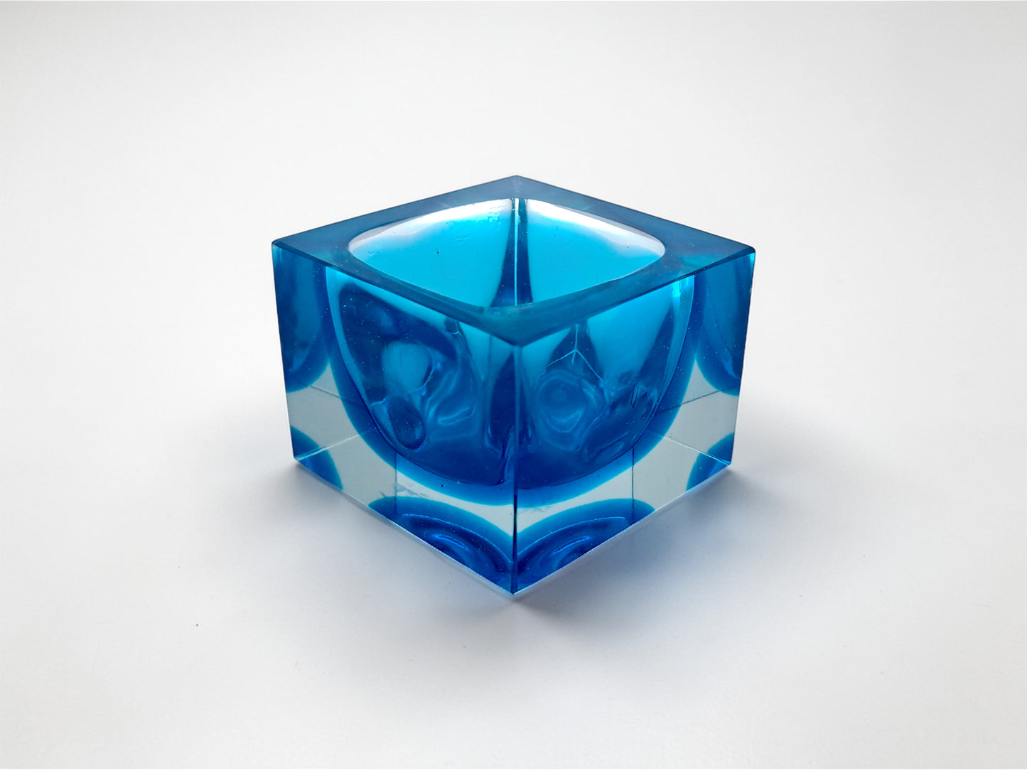 Posacenere in Vetro Sommerso Blu di Murano, Flavio Poli per Seguso