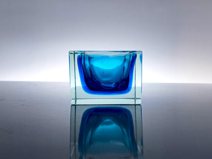 Posacenere in Vetro Sommerso Blu di Murano, Flavio Poli per Seguso