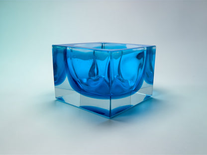 Posacenere in Vetro Sommerso Blu di Murano, Flavio Poli per Seguso