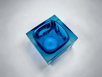Posacenere in Vetro Sommerso Blu di Murano, Flavio Poli per Seguso