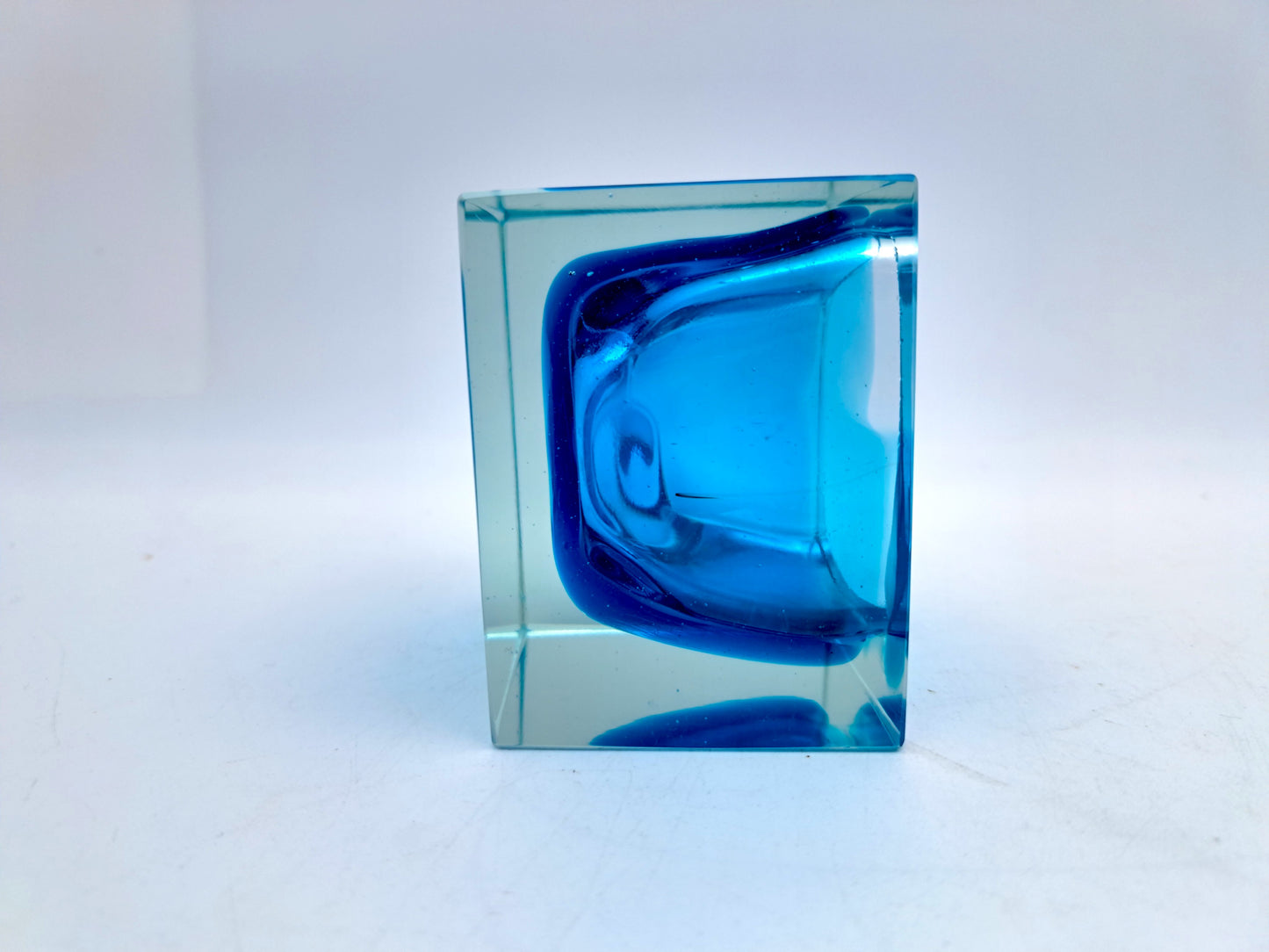 Posacenere in Vetro Sommerso Blu di Murano, Flavio Poli per Seguso