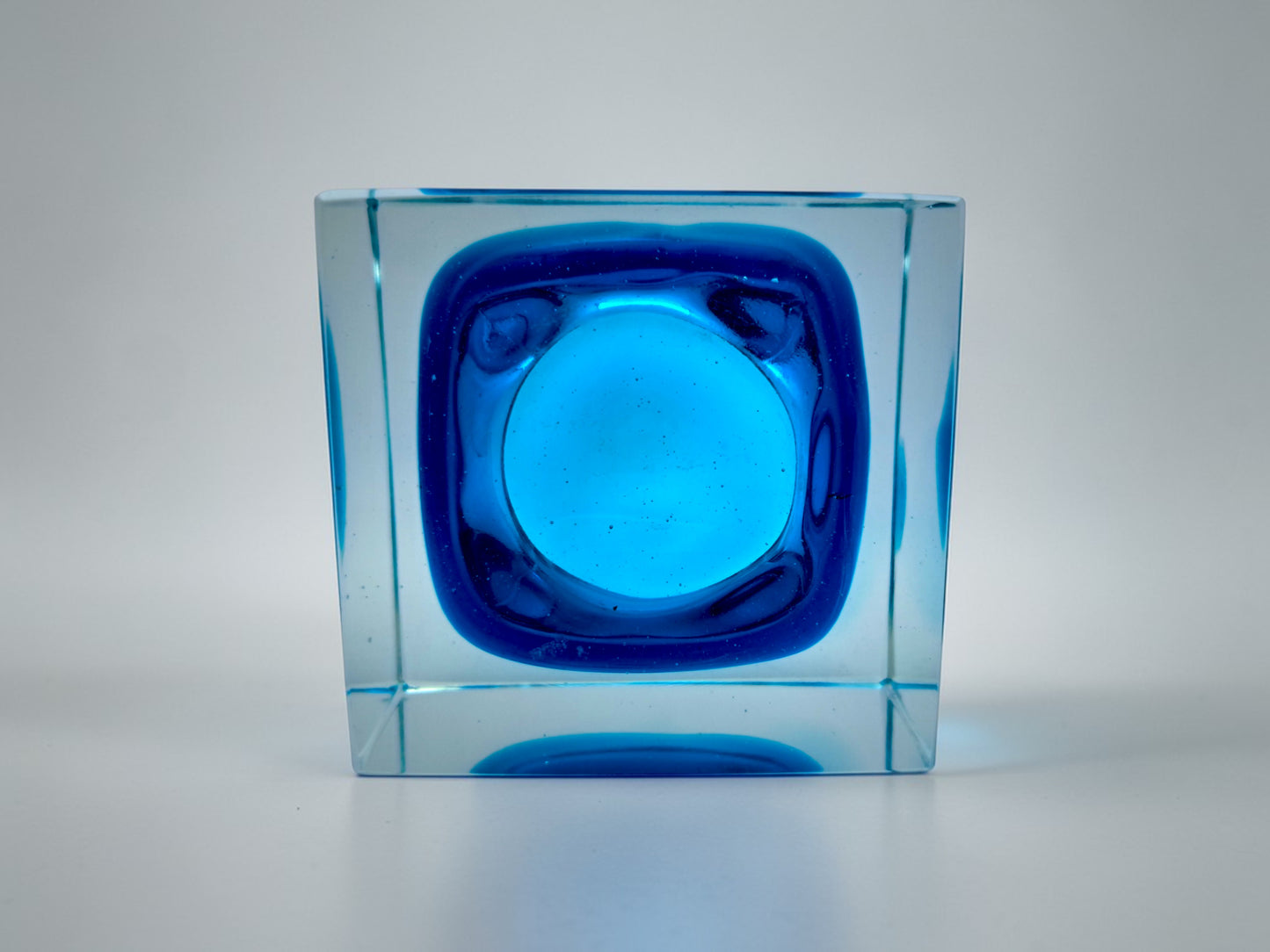Posacenere in Vetro Sommerso Blu di Murano, Flavio Poli per Seguso