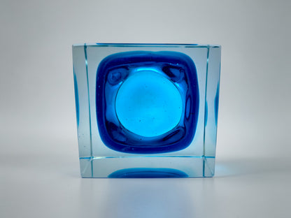 Posacenere in Vetro Sommerso Blu di Murano, Flavio Poli per Seguso