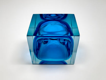 Posacenere in Vetro Sommerso Blu di Murano, Flavio Poli per Seguso