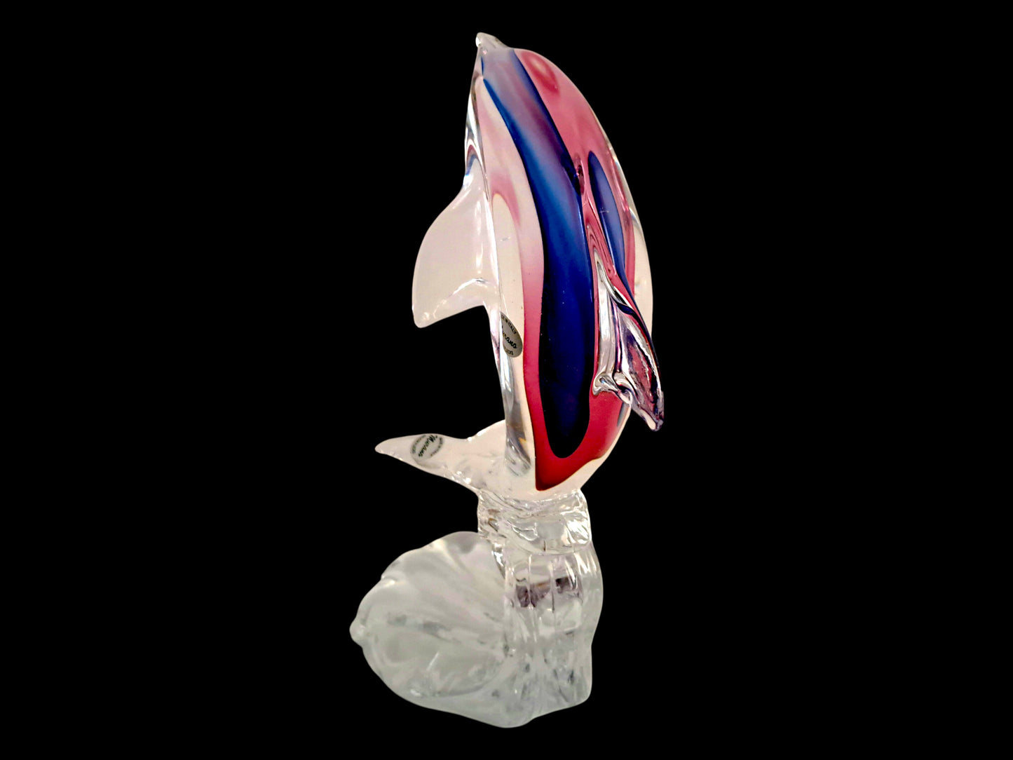 Scultura Raffigurante un Delfino in Vetro Sommerso di Murano, Vetreria Rosis
