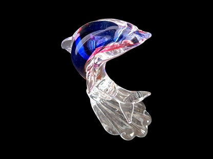 Scultura Raffigurante un Delfino in Vetro Sommerso di Murano, Vetreria Rosis