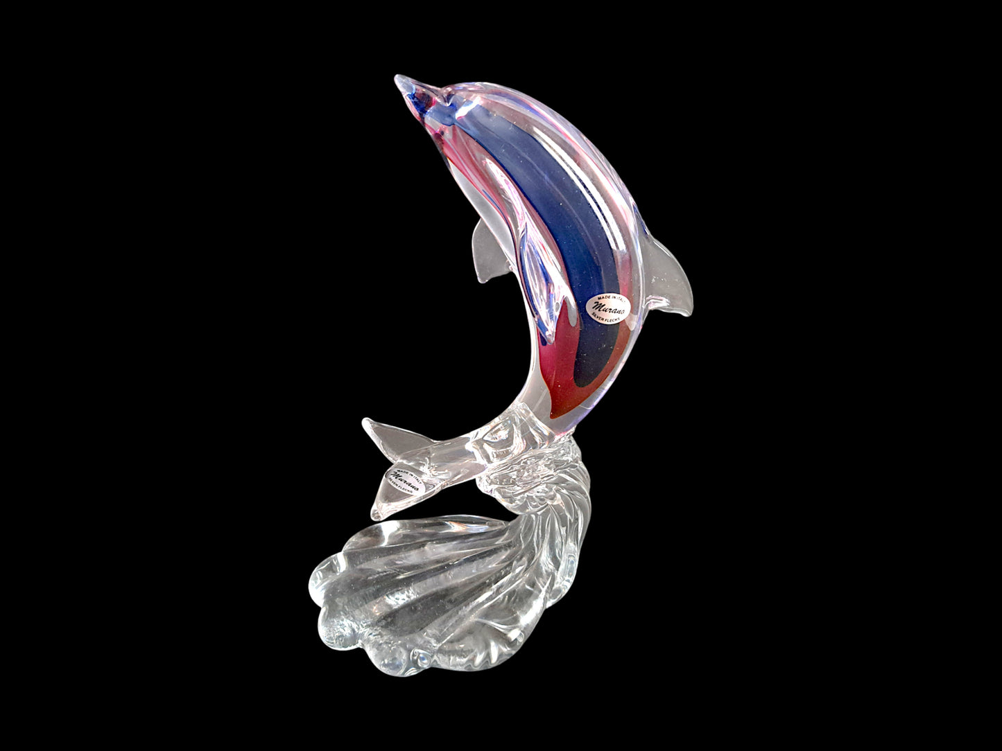 Scultura Raffigurante un Delfino in Vetro Sommerso di Murano, Vetreria Rosis