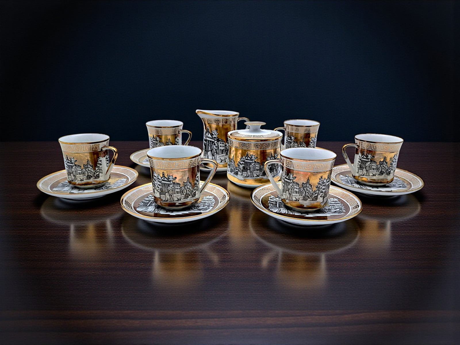 Servizio da Caffè, 6 Tazzine, Lattiera e Zuccheriera, Sevres